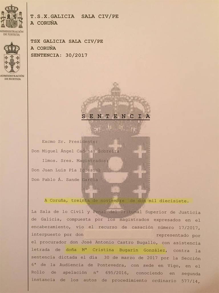 A BUGARIN & GAGO ABOGADOS LE ESTIMAN UN NUEVO RECURSO DE CASACIÓN CIVIL