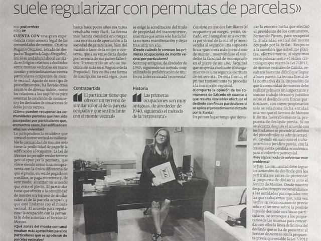 BUGARIN & GAGO EN LOS MEDIOS. ENTREVISTA DE CRISTINA BUGARÍN EN EL DIARIO DE PONTEVEDRA